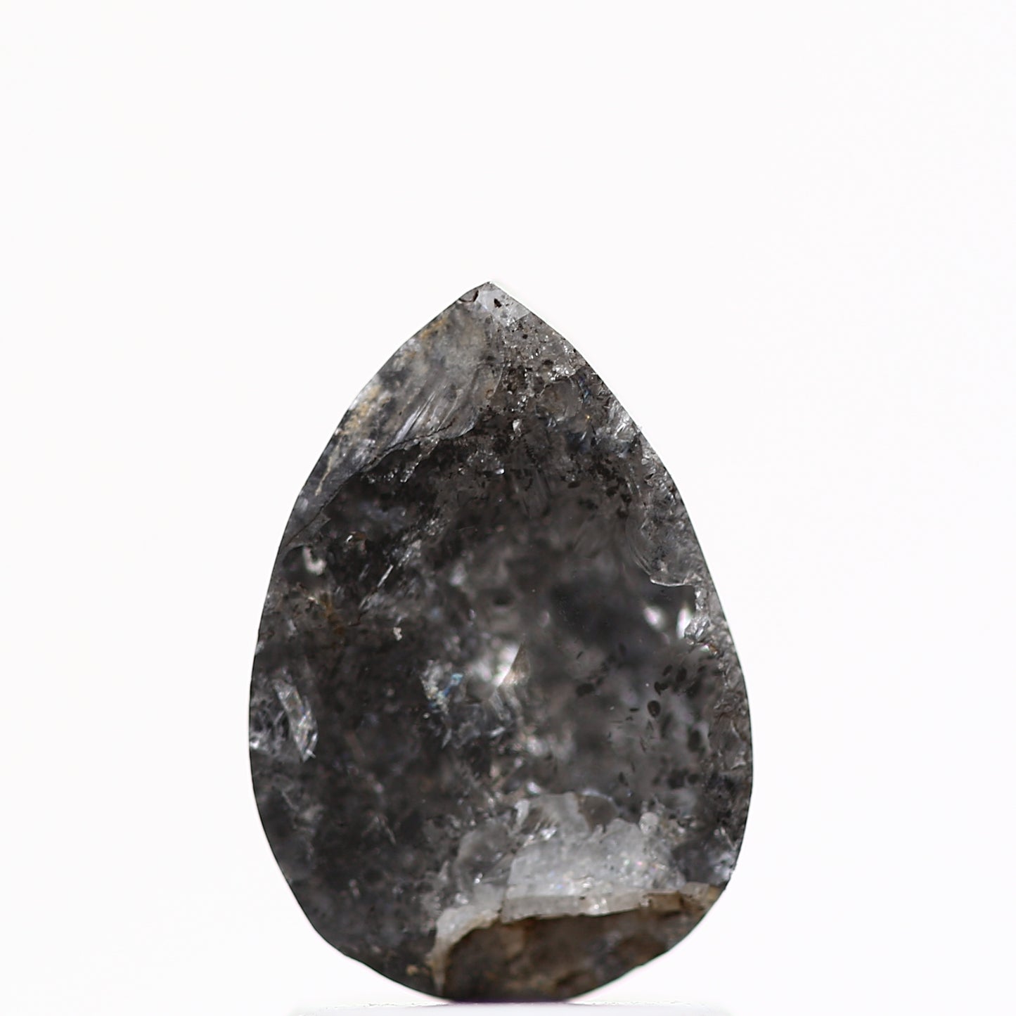 1.77 Carat Fancy Gray Pear Rose Cut Natural Loose Diamond