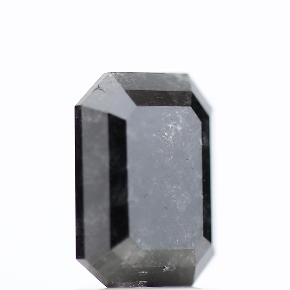 1.81 Ct Natural Color Emerald Cut Black Salt and Pepper Diamond 8.05 MM