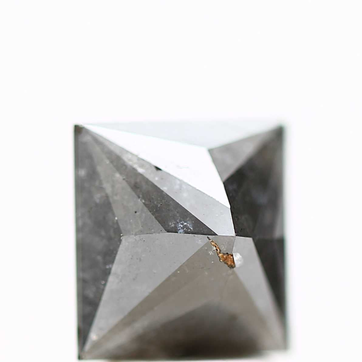 2.50 Carat 7.55 MM Natural Gray Princess Cut Salt and Pepper Diamond - Blackdiamond