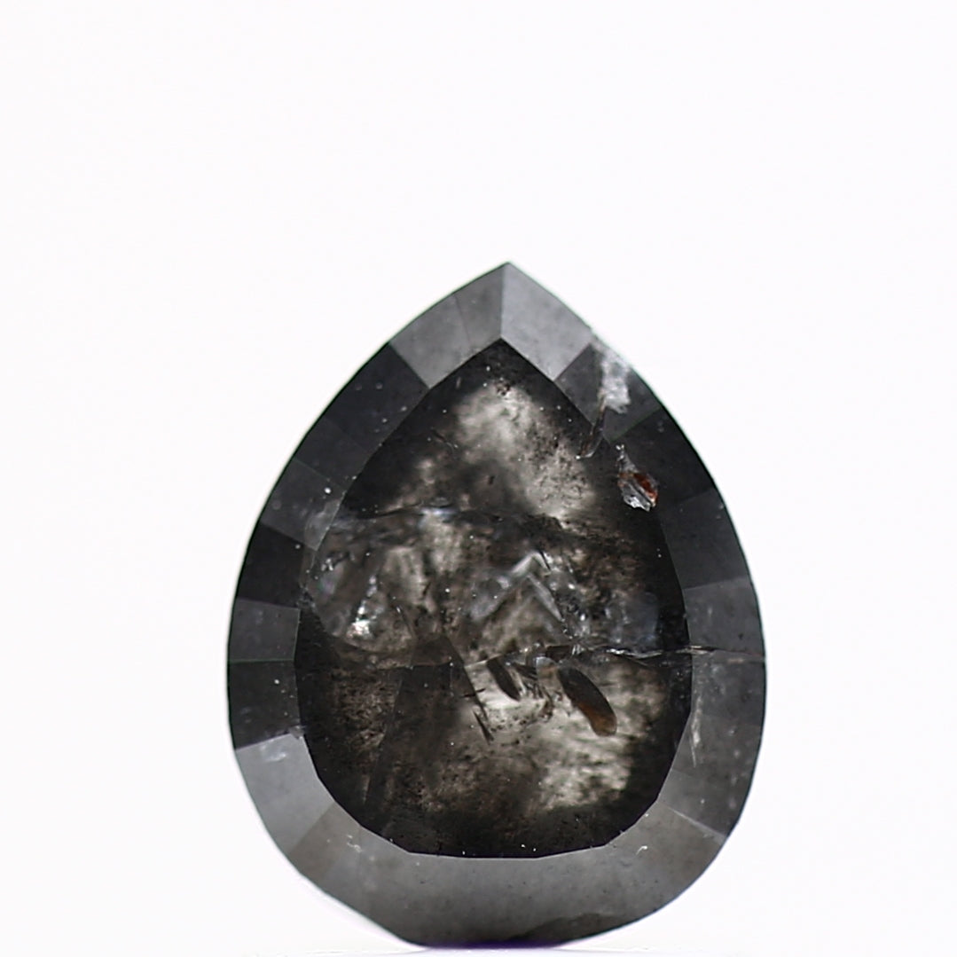 1.23 Carat Natural Rose Cut Fancy Gray Pear Diamond For Ring 7.51 MM