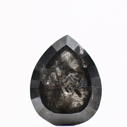 1.23 Carat Natural Rose Cut Fancy Gray Pear Diamond For Ring 7.51 MM