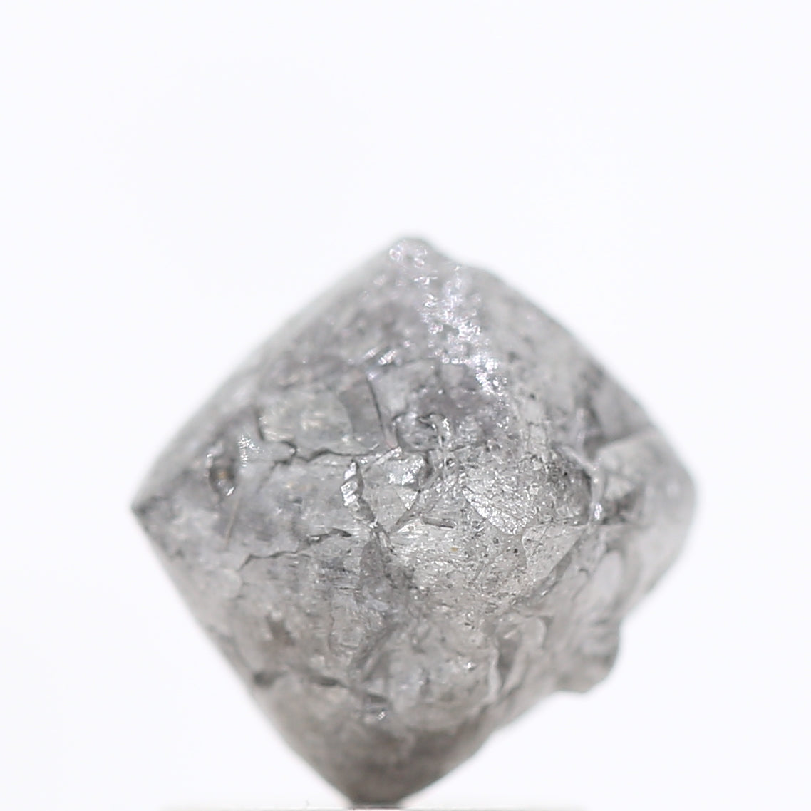 2.21 Carat Fancy Gray Uncut Octahedron Rough Natural Diamond 7.50 MM - Blackdiamond