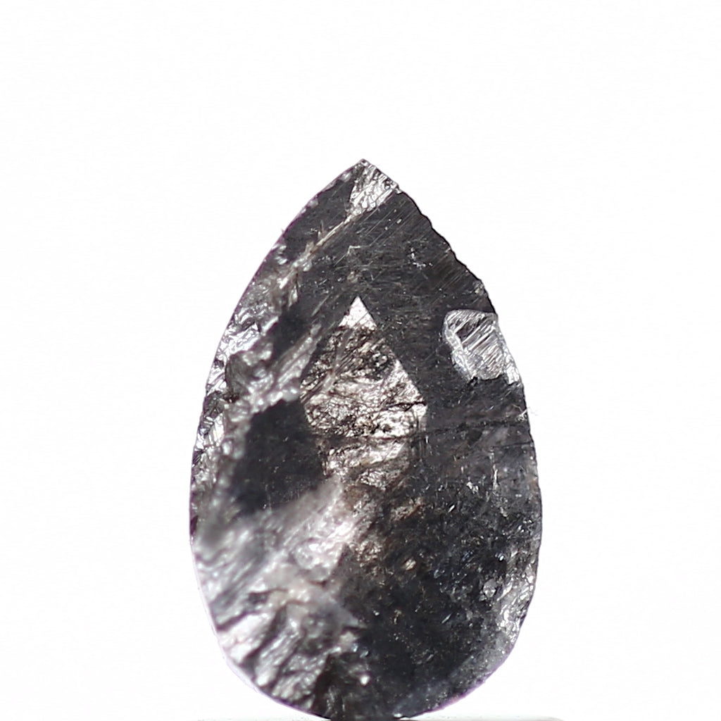 0.65 Carat Natural Pear Rose Cut Gray Salt and Pepper Diamond SDM220