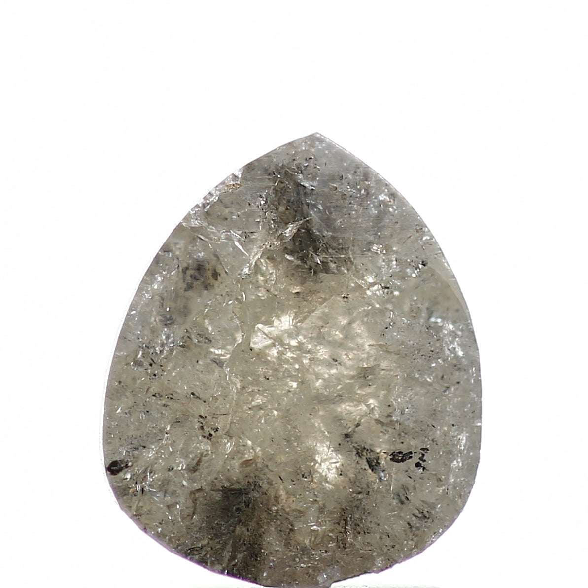 1.54 Carat Natural Pear Rose Cut Gray Salt and Pepper Diamond sd25