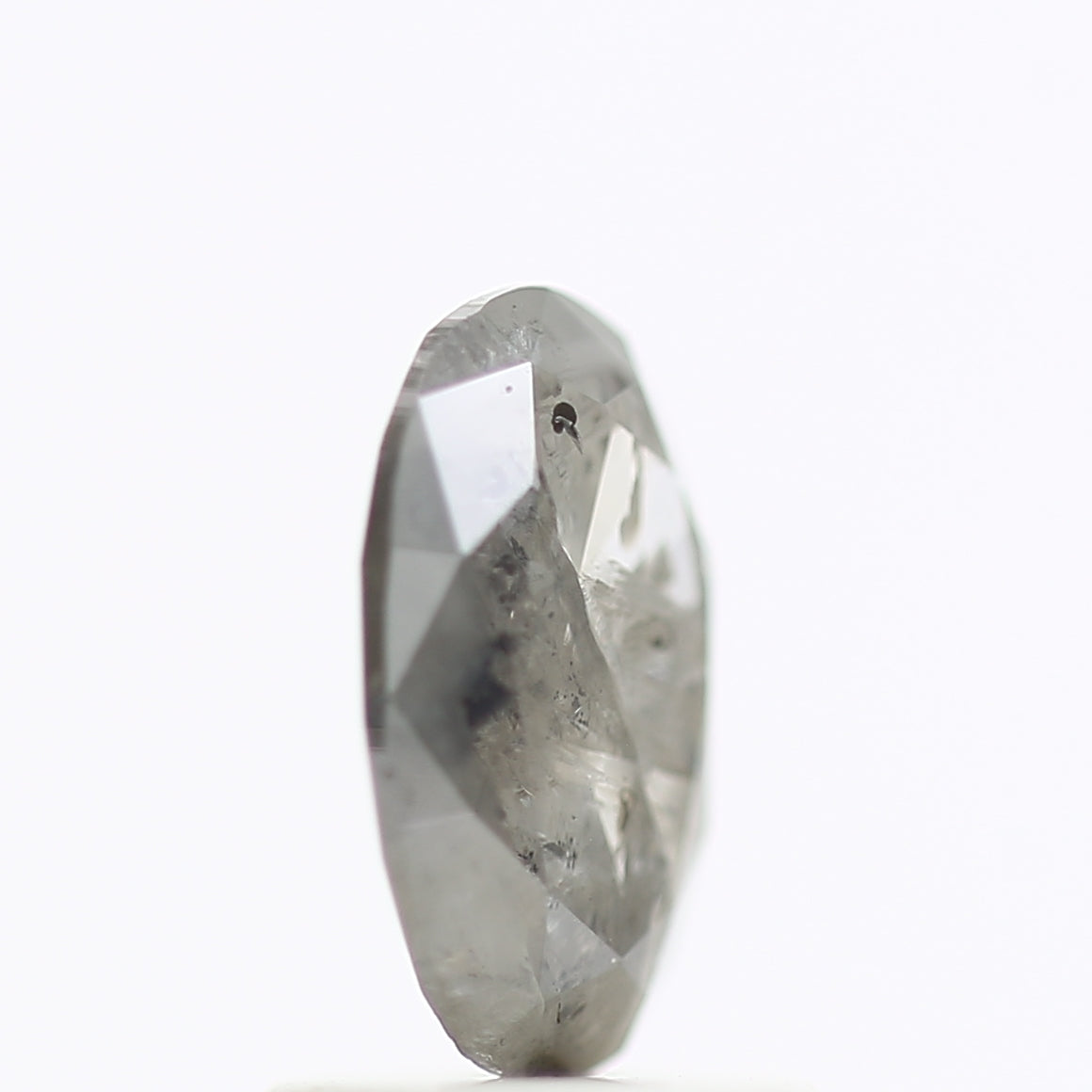 0.91 Carat Rose Cut Oval Gray Salt Pepper Diamond 8.05 MM