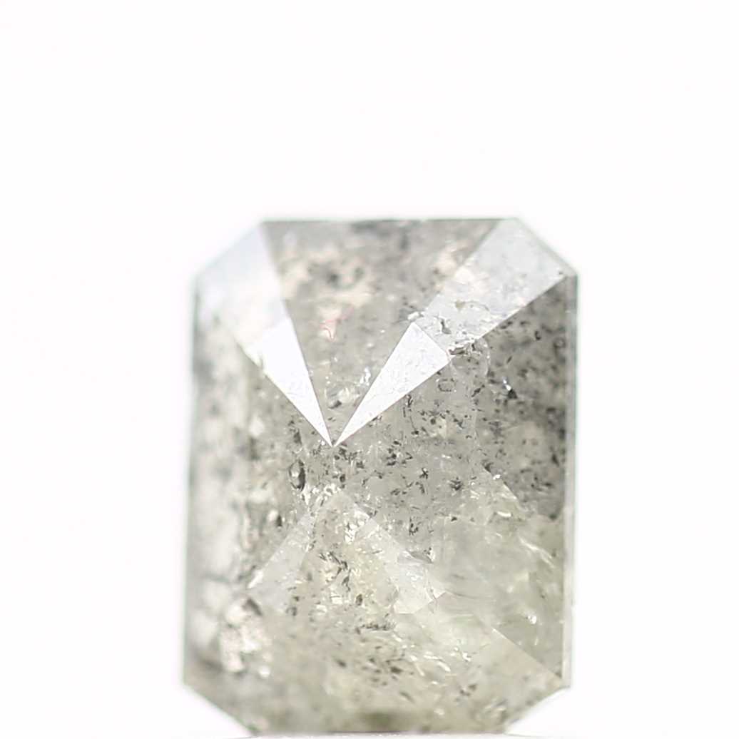 1.15 Carat 7 MM Natural Icy Gray Emerald Cut Salt and Pepper Diamond - Blackdiamond