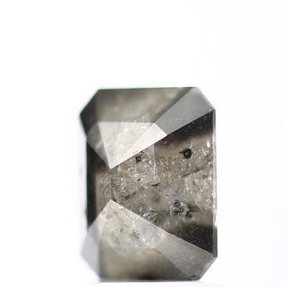 1.26 Carat 7.38 MM Emerald Cut Gray Natural Loose Rustic Diamond - Blackdiamond