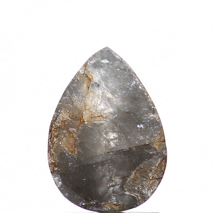 1.58 Carat Natural Pear Rosecut Gray Salt and Pepper Diamond sd56