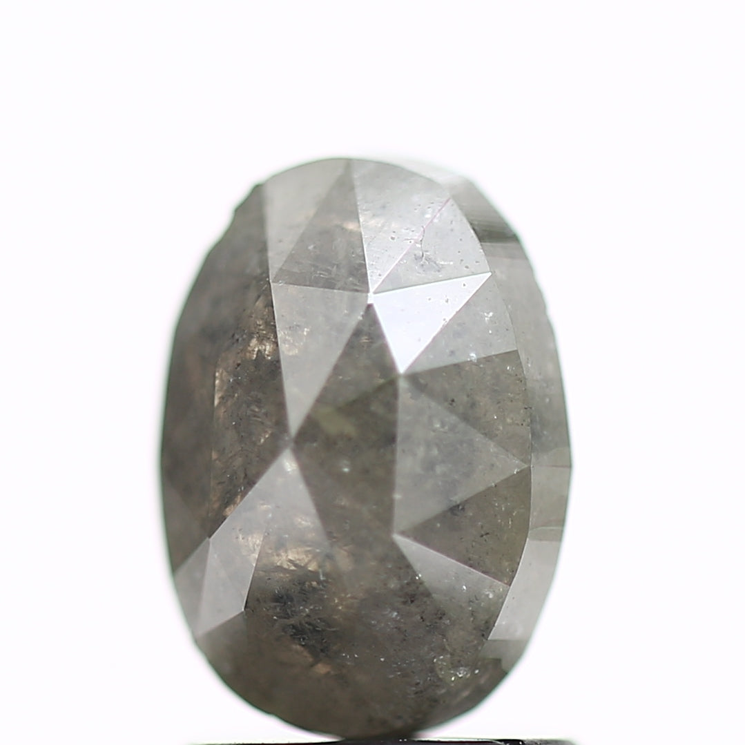 1.96 Carat Gray Oval Brilliant Rose Cut Diamond 8.20 MM