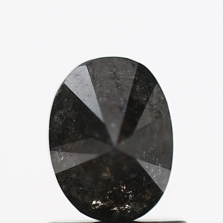 0.85 Carat Fancy Black Oval Diamond For Minimalist Ring 6.58 MM