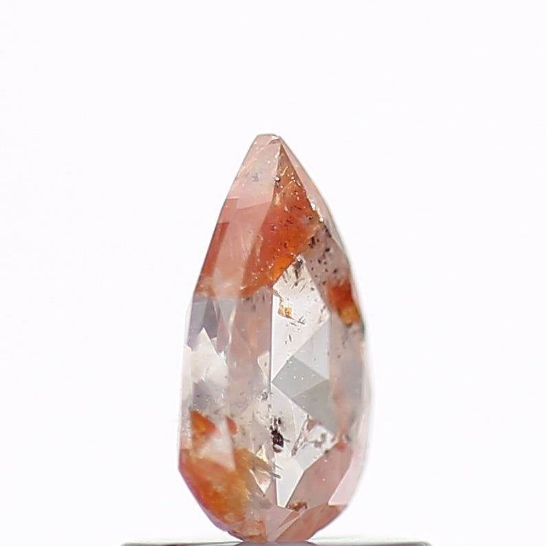 0.56 Carat Natural Peach Orange Pear Salt and Pepper Diamond 7.28 MM