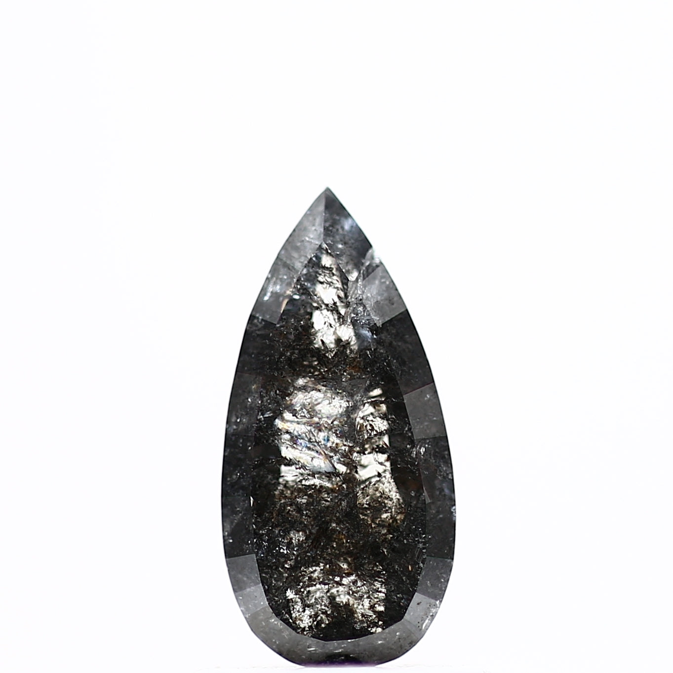 0.74 Carat Natural Gray Diamond Salt and Pepper Pear Diamond 9.20 MM