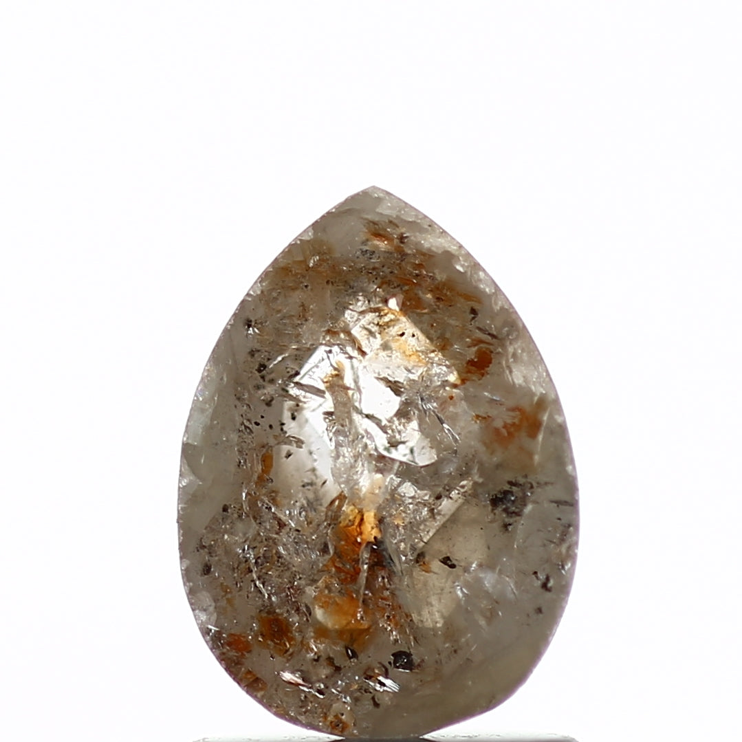 0.83 Carat Natural Pear Rose Cut Rustic Brown Loose Diamond SDM240