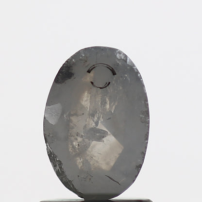 0.98 Carat Gray Oval Rose Cut Natural Loose Diamond 7.60 MM