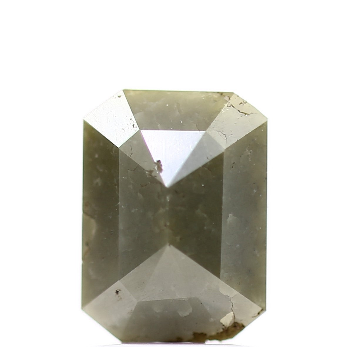 1.66 Carat 8 MM Fancy Green Gray Emerald Rustic Natural Loose Diamond - Blackdiamond