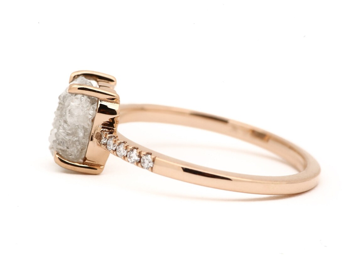 natural raw diamond ring 14k