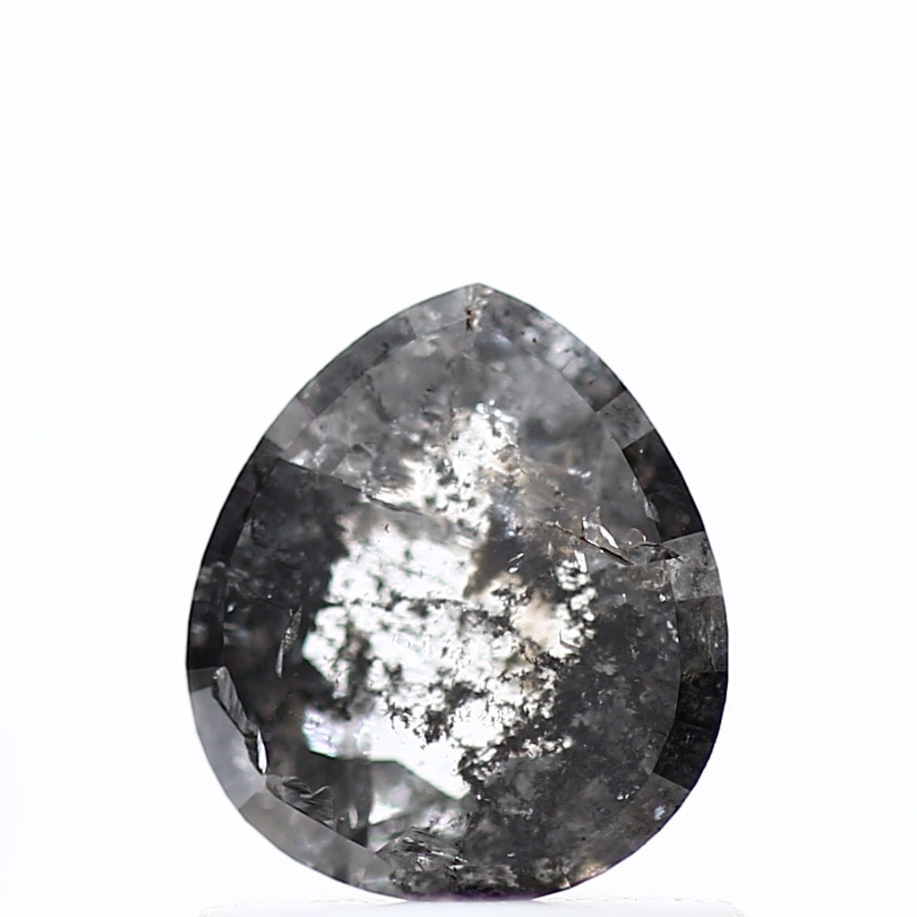 0.86 Carat Natural Gray Diamond Salt and Pepper Pear Diamond 6.52 MM