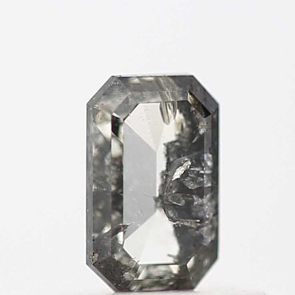 0.41 Carat 5.20 MM Fancy Gray Emerald Cut Salt and Pepper Diamond - Blackdiamond