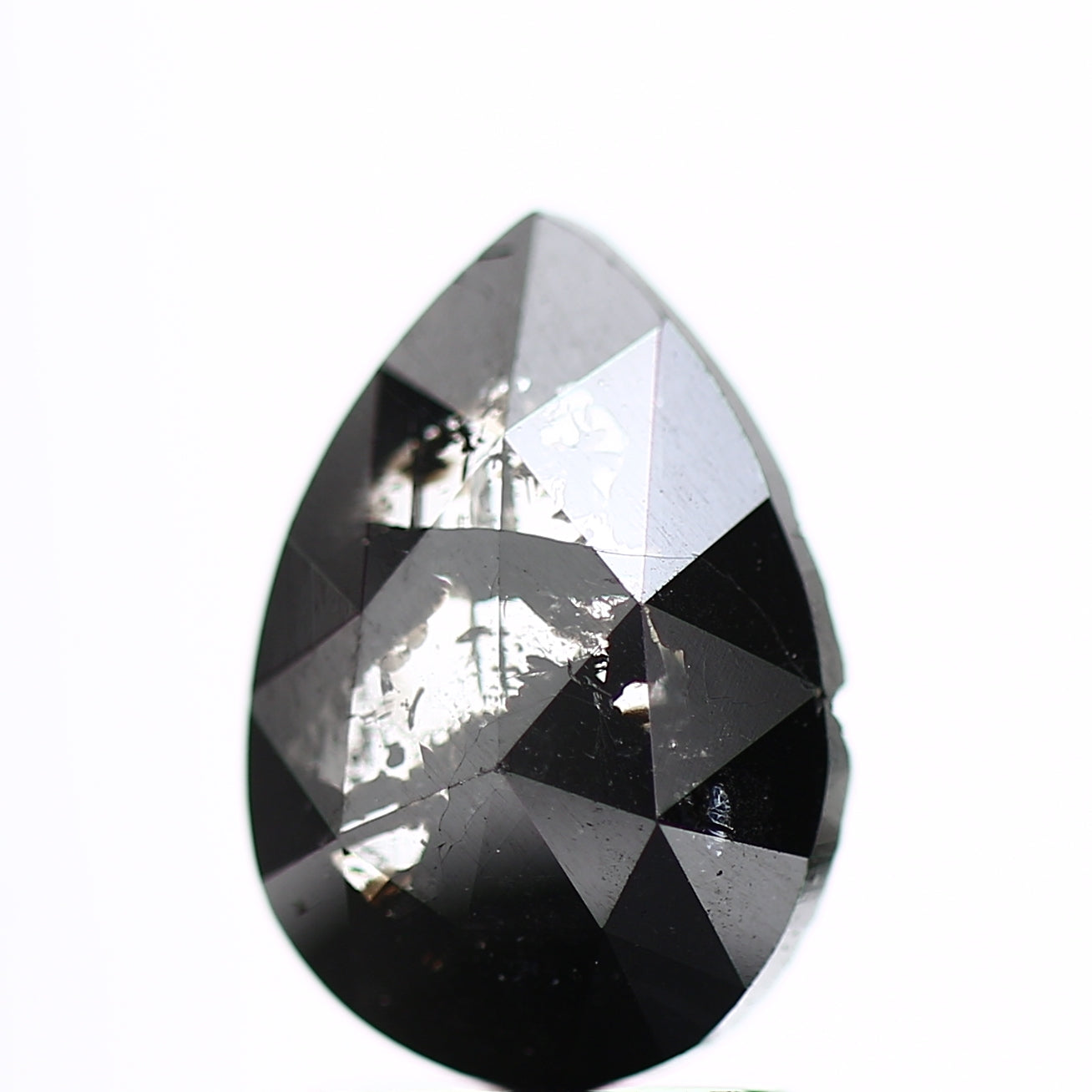 1.61 Carat Pear Rose Cut Salt And Pepper Galaxy Diamond