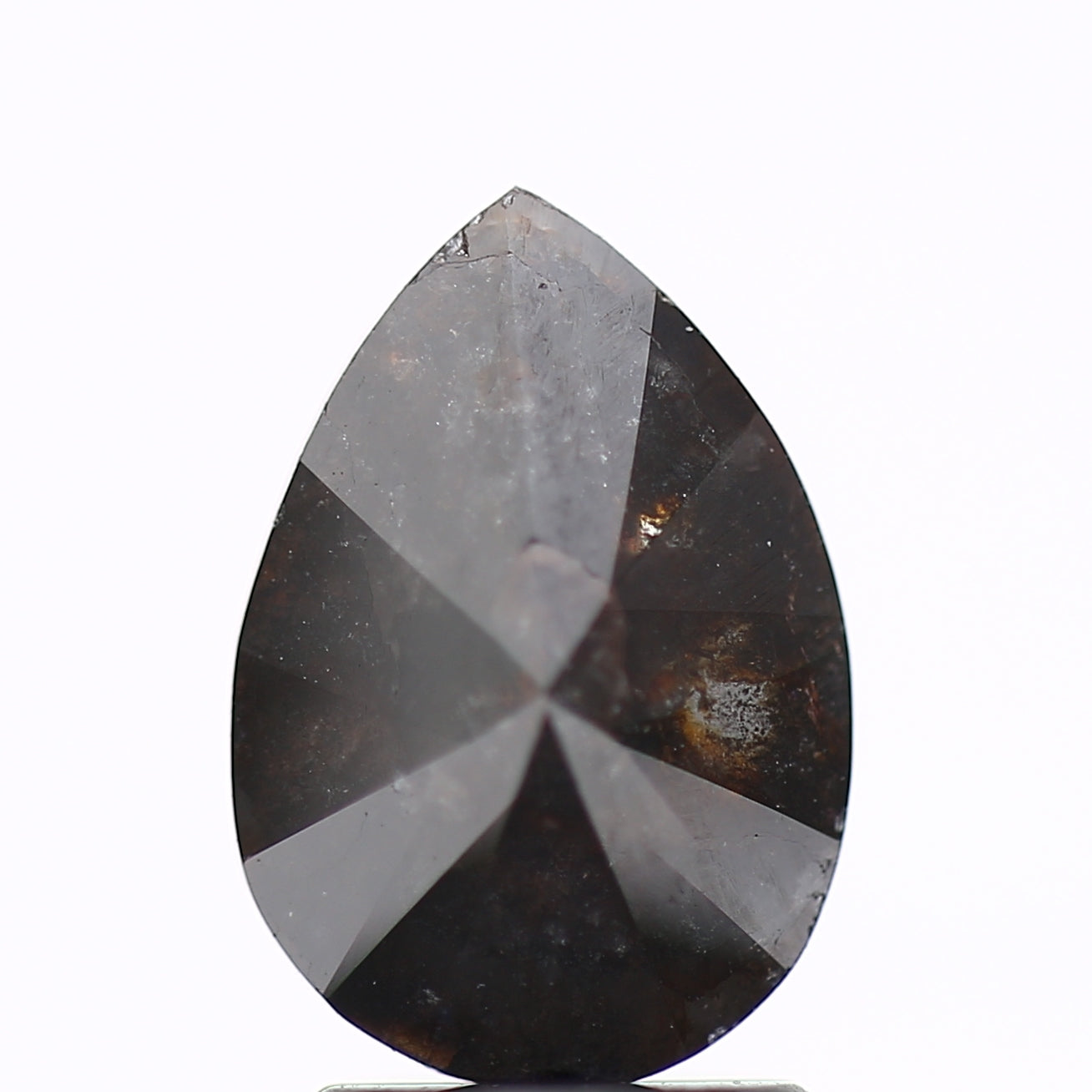 1.89 Carat Natural Pear Black Salt and Pepper Diamond 10.30 MM