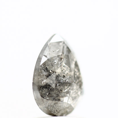 1.46 Carat Natural Gray Rose Cut Salt and Pepper Pear Diamond 8.99 MM