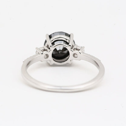 pave black and white diamond ring