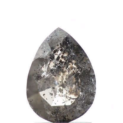 1.45 Carat Pear Natural Rose Cut Salt And Pepper Diamond 8.8 MM