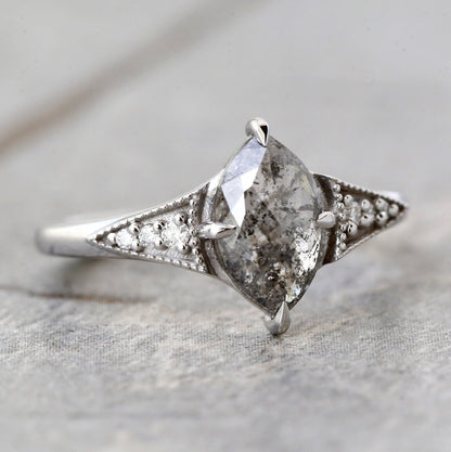 salt and pepper engagement ring