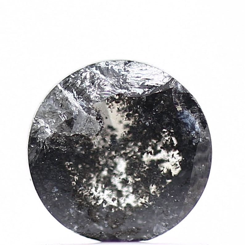 0.86 Carat 5.8 MM Natural Fancy Gray Rose Cut Salt and Pepper Diamond - Blackdiamond