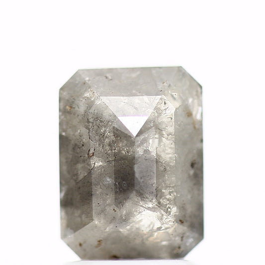 1.68 Carat Natural Emerald Gray Salt and Pepper Diamond 8 MM