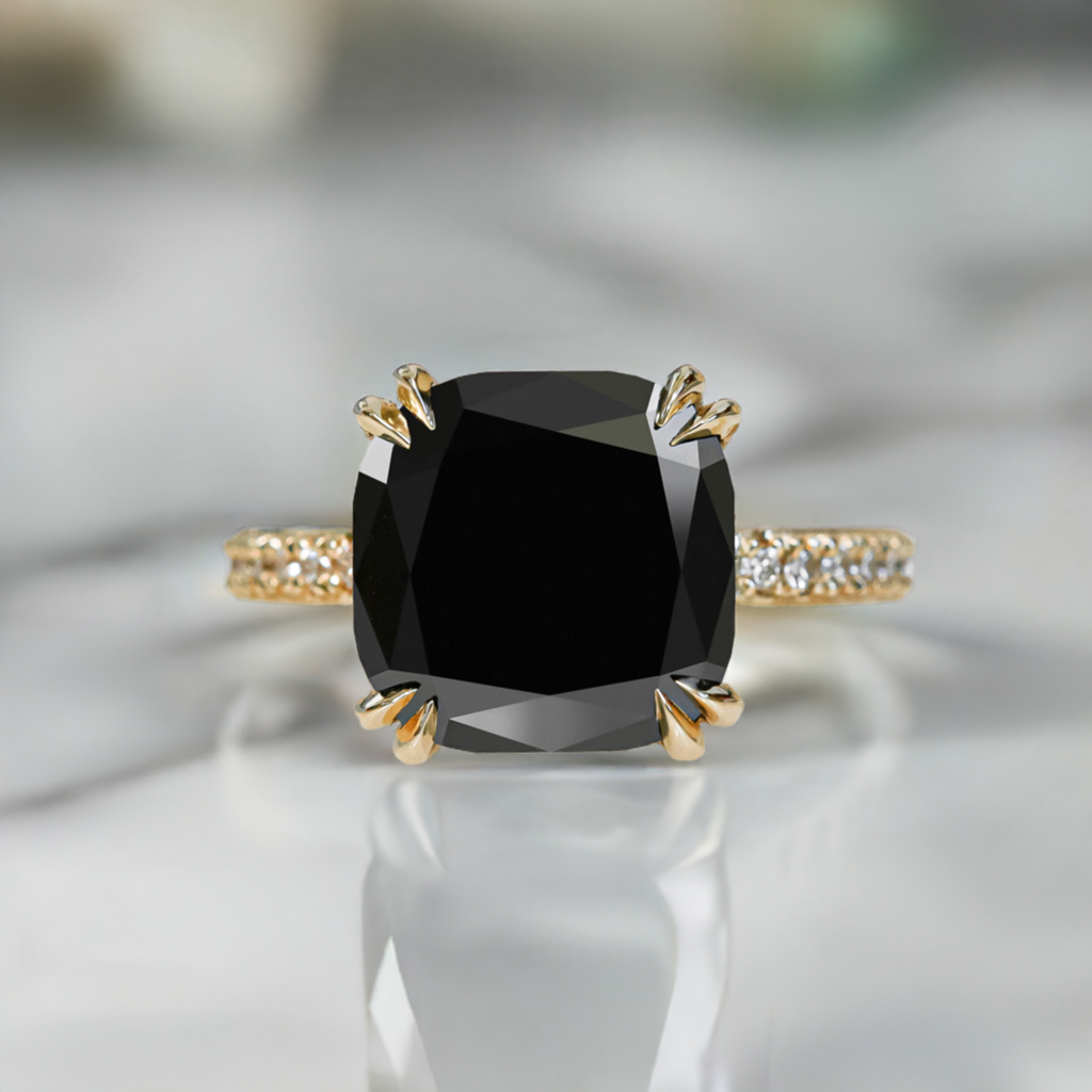 4 carat Cushion Cut Engagement Ring 14K Gold