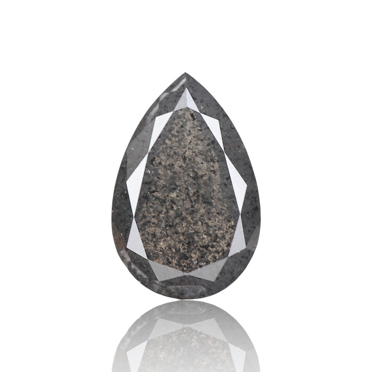 4 Carat Salt and Pepper Diamond Pear Double Rose Cut Natural Gray