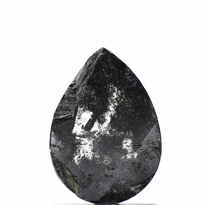 1.21 Carat Rose Cut Pear Natural Loose Black Diamond 8.2 MM