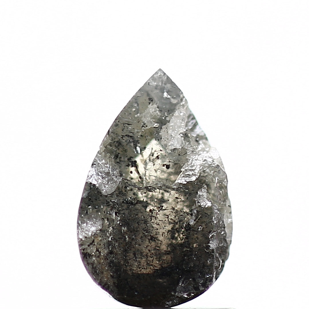 1.15 Carat Natural Pear Rosecut Gray Salt and Pepper Diamond SDM71