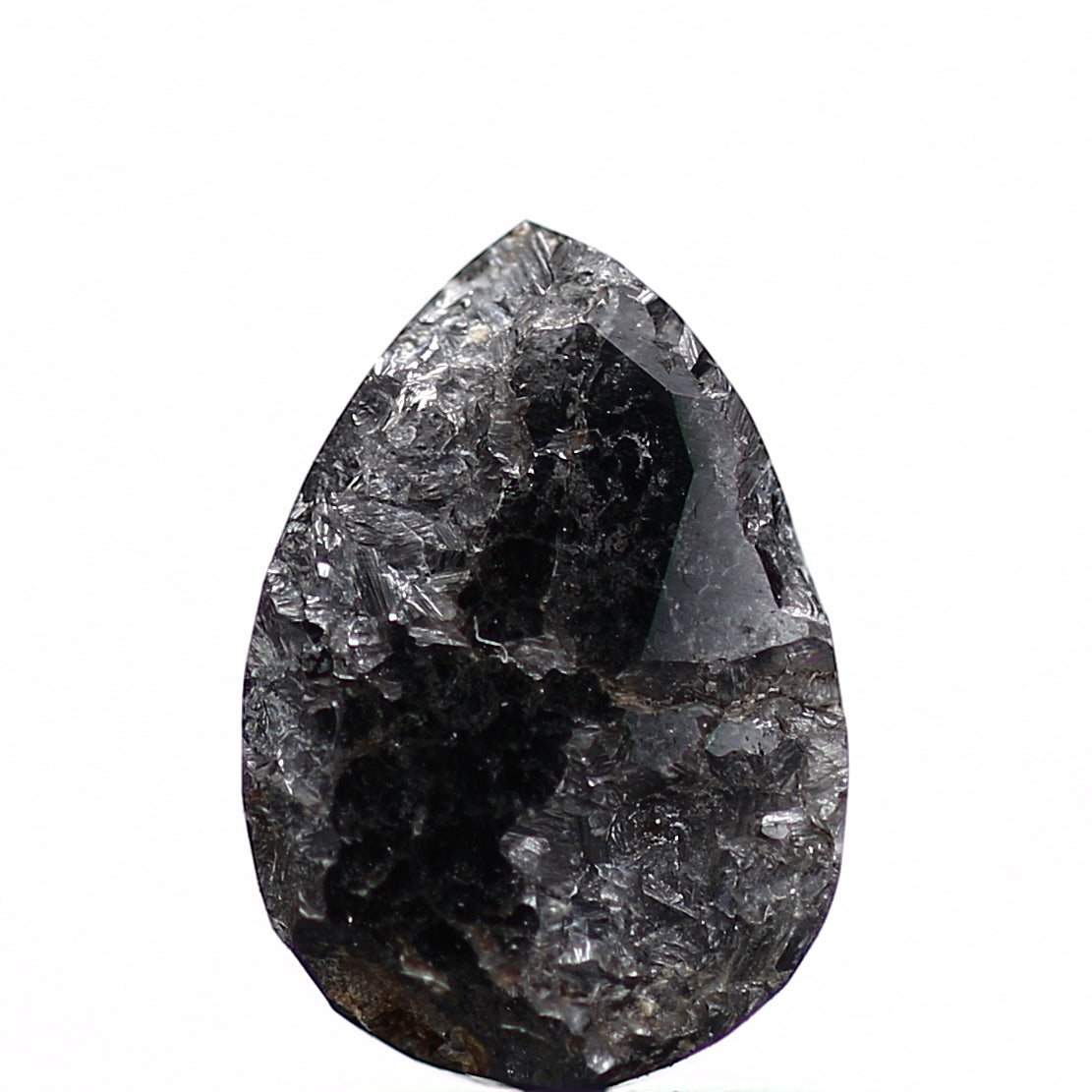 1.25 Carat Natural Pear Rose Cut Black Salt and Pepper Diamond SDM186