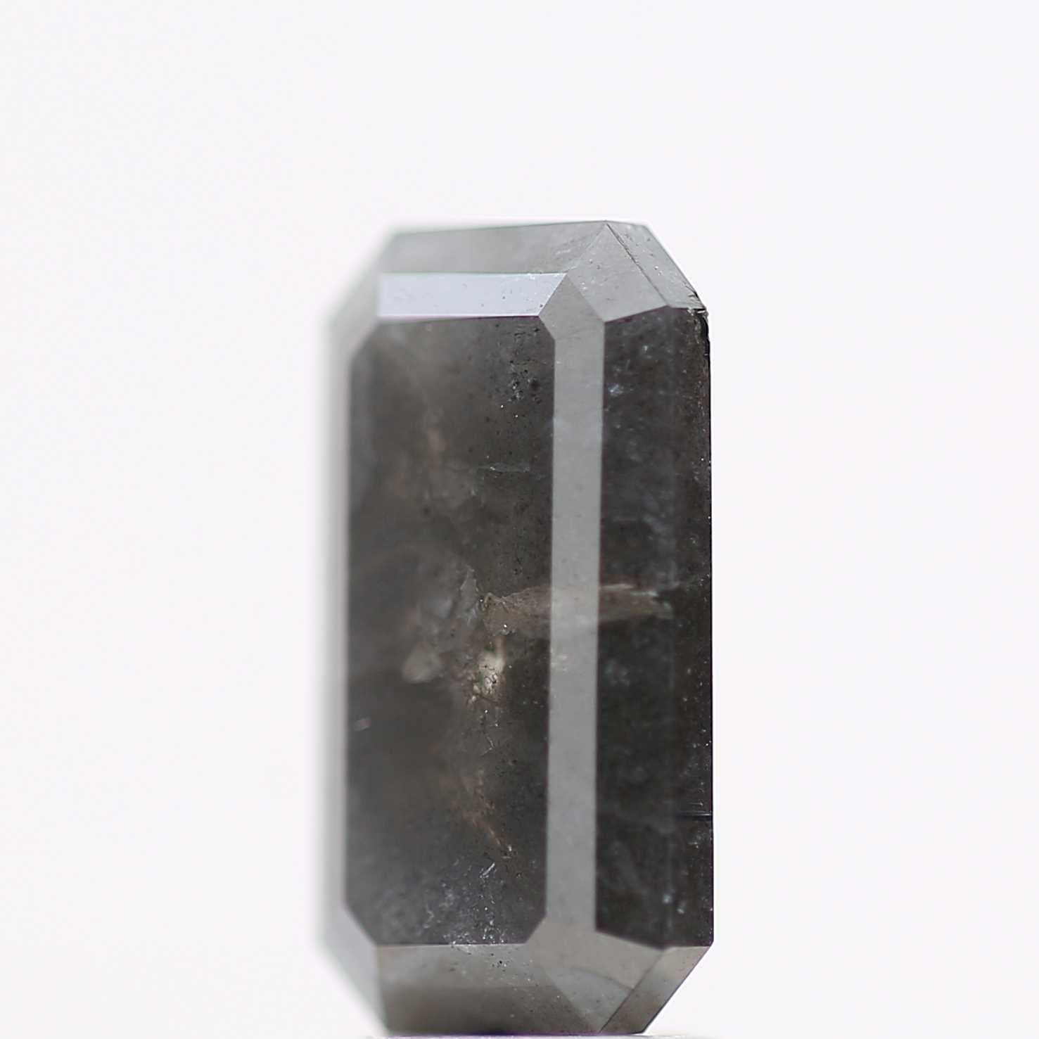 2.98 Carat 10.9 MM Natural Fancy Gray Emerald Cut Salt Pepper Diamond - Blackdiamond