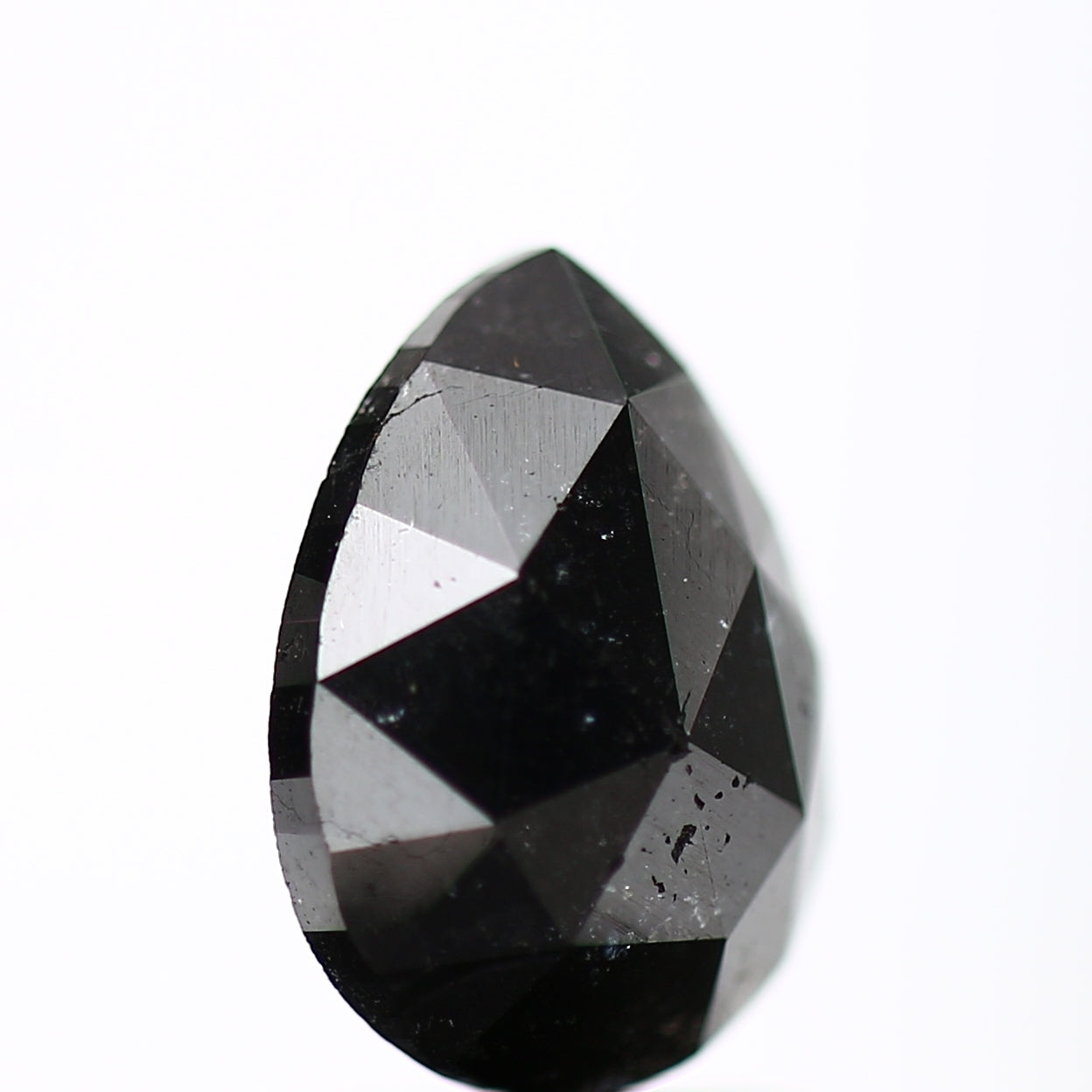 0.98 Carat Natural Black Pear Rose cut Salt Pepper Diamond