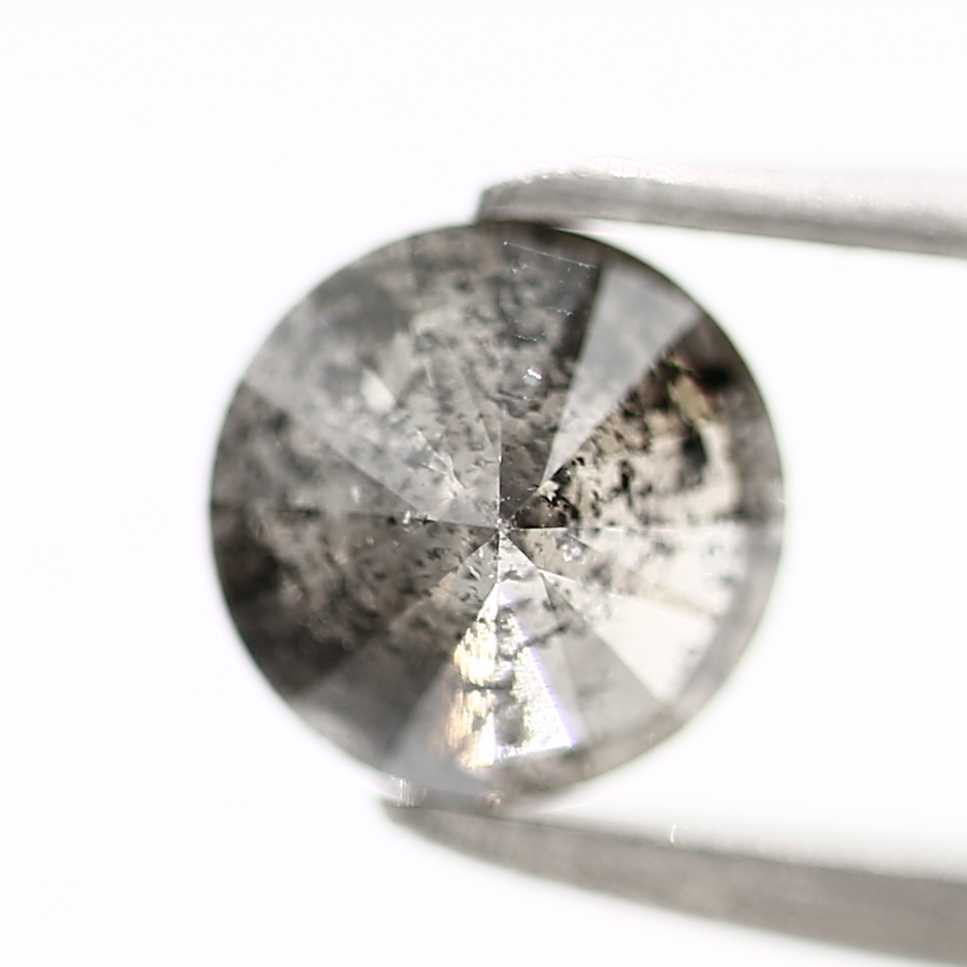 0.68 Carat Gray Round Cut Salt and Pepper Natural Loose Diamond 5.5 MM - Blackdiamond