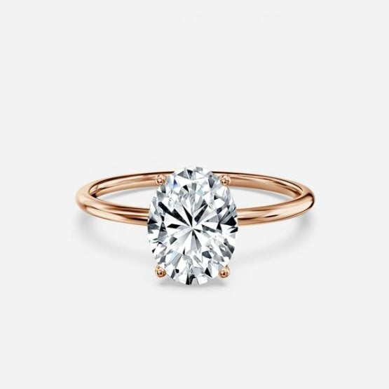 Bdaya Oval Solitaire Engagement Ring 14K / 18K Solid Gold