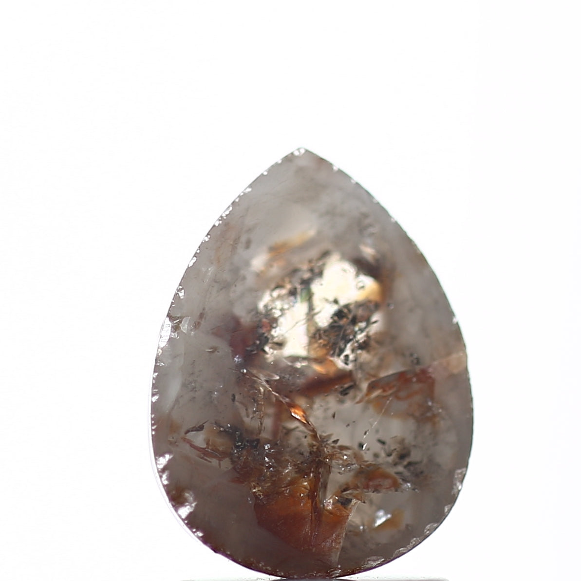 1.20 Carat Natural Pear Rosecut Gray Red Rustic Loose Diamond SDM91