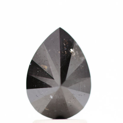 2.16 Carat Natural Black Pear Shape Salt and Pepper Diamond