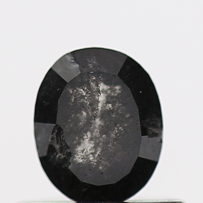 0.54 Carat Fancy Black Oval Salt Pepper Diamond 5.12 MM