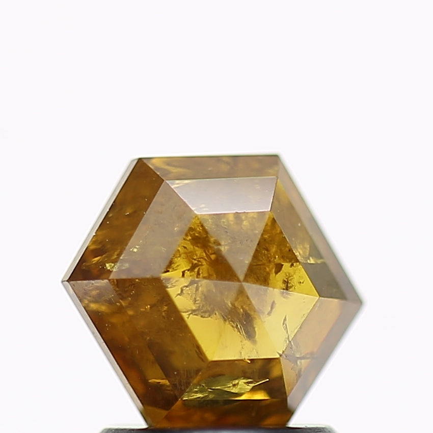 1.51 Carat Natural Yellow Hexagon Salt and Pepper Diamond 6.6 MM