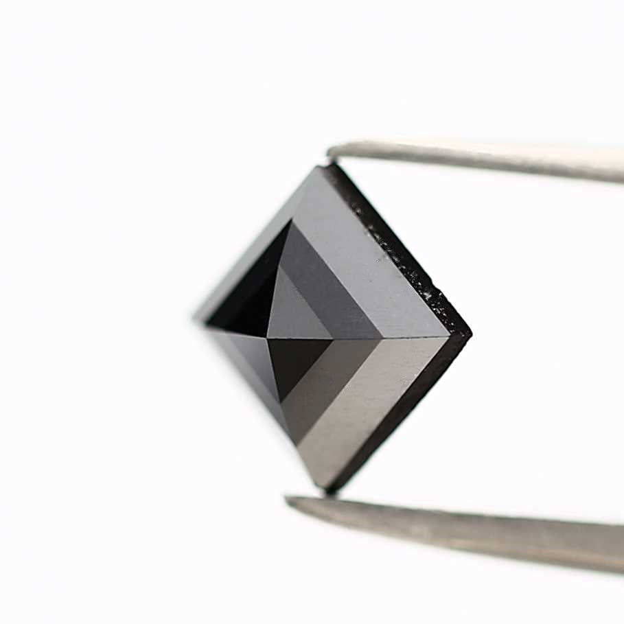 0.91 Carat 5.40 MM Natural Fancy Black Square Cut Salt and Pepper Diamond - Blackdiamond