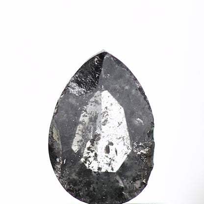 0.66 Carat Rose Cut Pear Natural Loose Salt and Pepper Diamond 6.50 MM