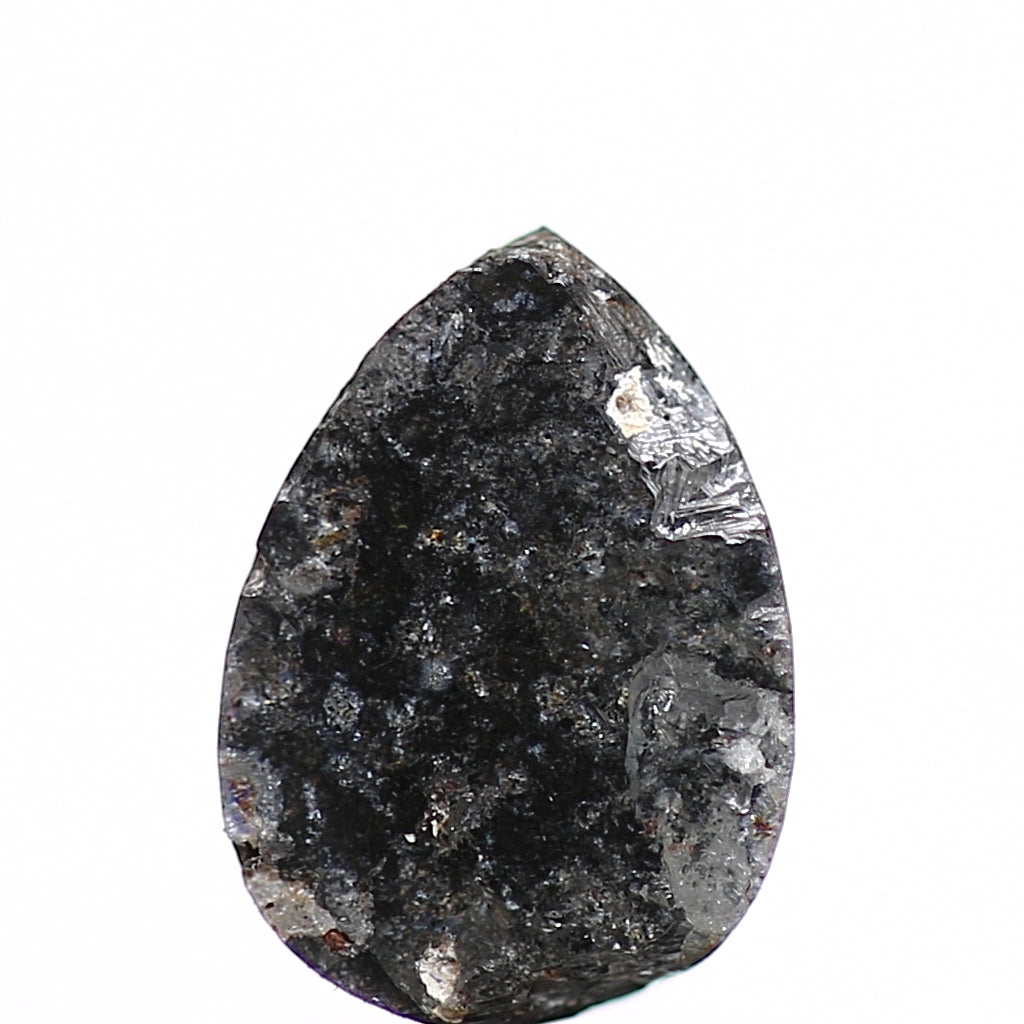 1.22 Carat Natural Pear Rose Cut Black Salt and Pepper Diamond SDM163