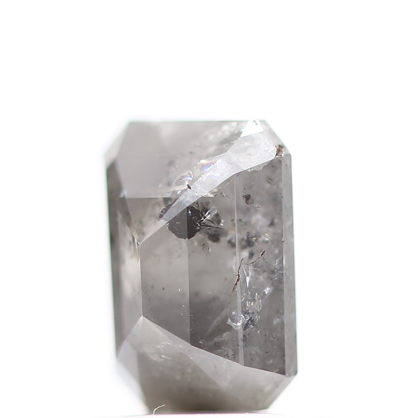 1.06 Carat 6.59 MM Natural Emerald Cut Gray Salt and Pepper Diamond - Blackdiamond