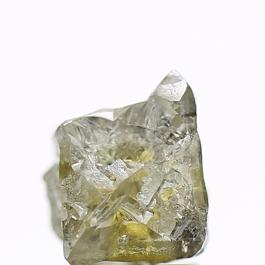 3.54 Carat Natural Yellow Green Raw Rough Cube Diamond 6.5 MM
