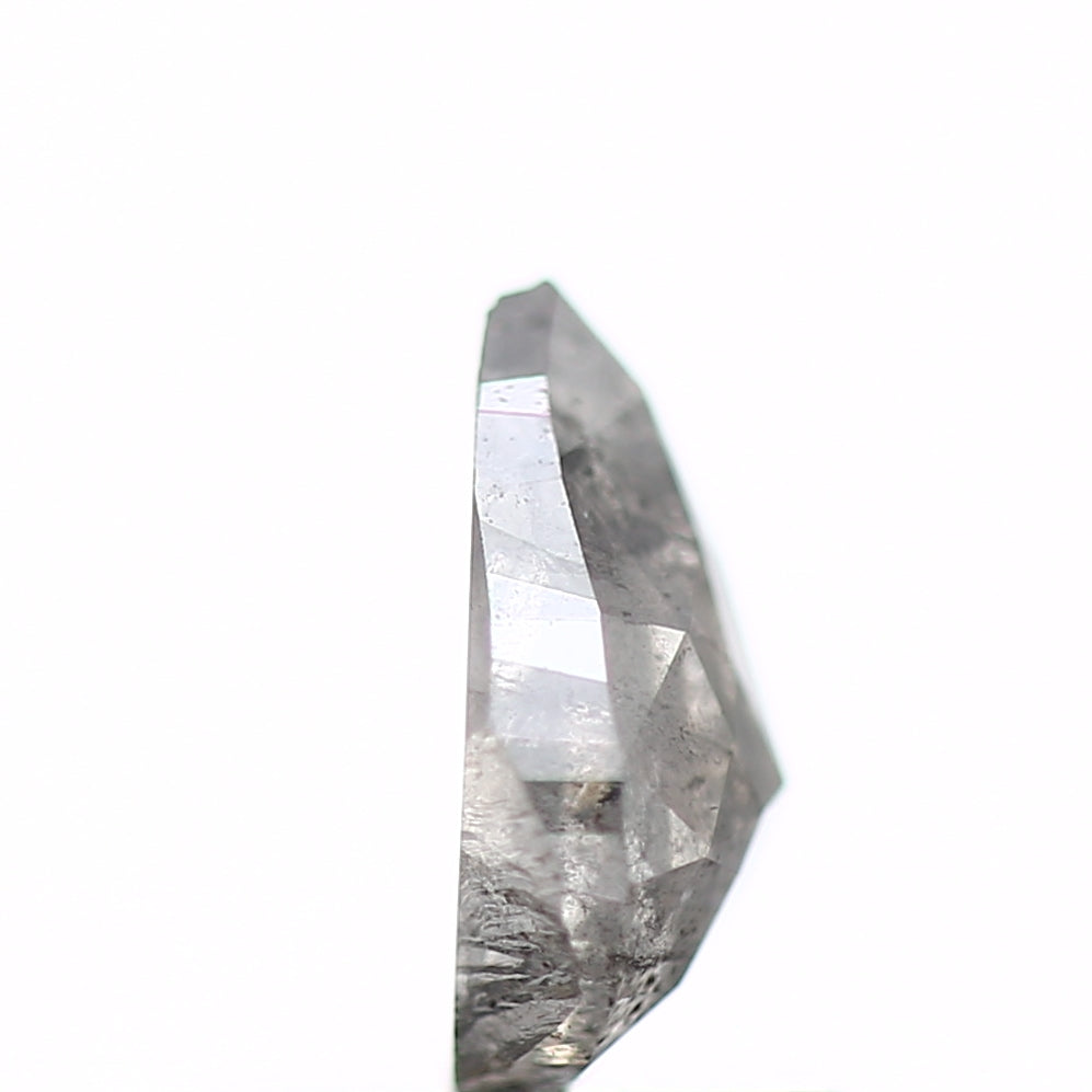 0.74 Carat Natural Pear Rose Cut Gray Salt and Pepper Diamond SDM122