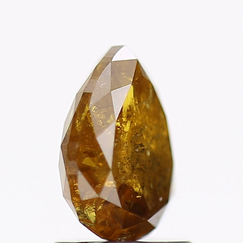 1.36 Carat Natural Pear Salt and Pepper Diamond Yellow Brown 7.8 MM
